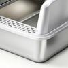 Stainless Steel Cat Litter Box Open Top Scratchproof Anti Stick Metal High Sides Litter Pan Cat Toilet with Scoop