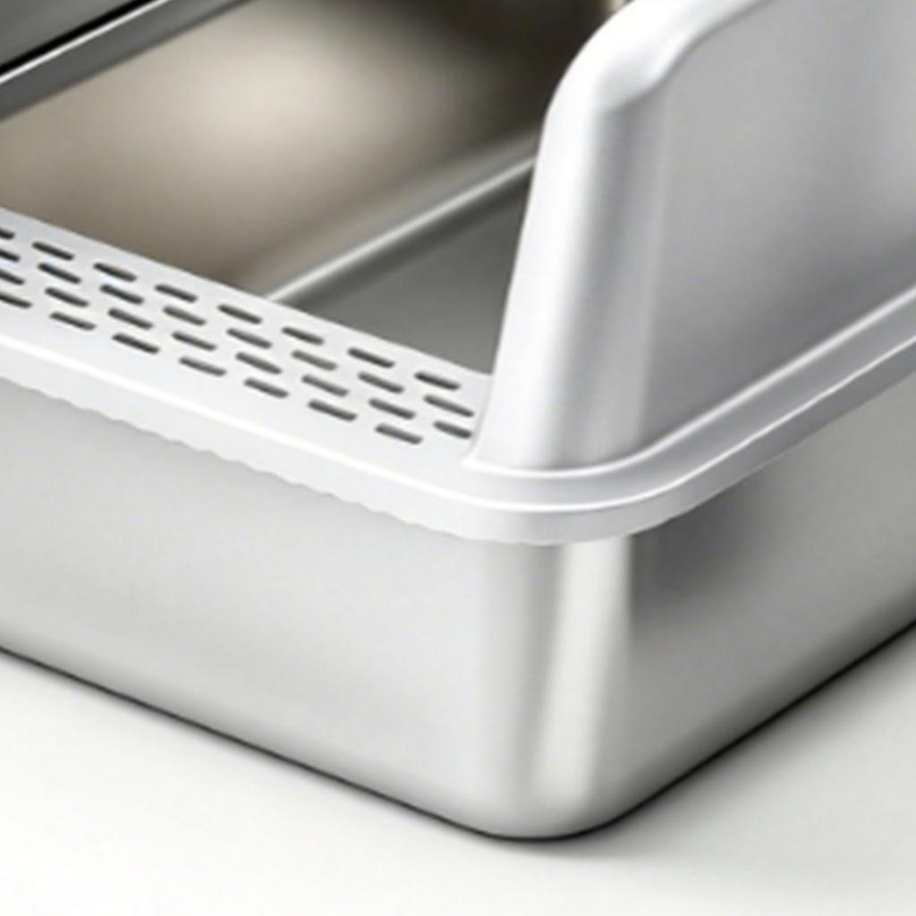 Stainless Steel Cat Litter Box Open Top Scratchproof Anti Stick Metal High Sides Litter Pan Cat Toilet with Scoop