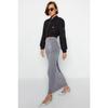 Navy Blue Premium Shiny Surface And Soft Textured Draped Maxi Knitted Skirt Twoaw24et00090