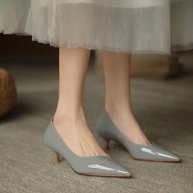 

Модная женская обувь 2024 года, синяя женская летняя обувь, черная, официальная, со средним каблуком, стильная и элегантная, оригинальная обувь Mark E A 34