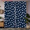2D Flat   2pcs   2D Flat Printed Curtains   Dark Blue Small White Flowers Pattern   Rod Pocket   Velvet Fabric   Home Decor Style for