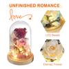Eternal Preserved Rose with Mood Light Cute Bear Flower Rose Glass Cover Preserved Roses Bear Gifts for Girlfriend Lover Present