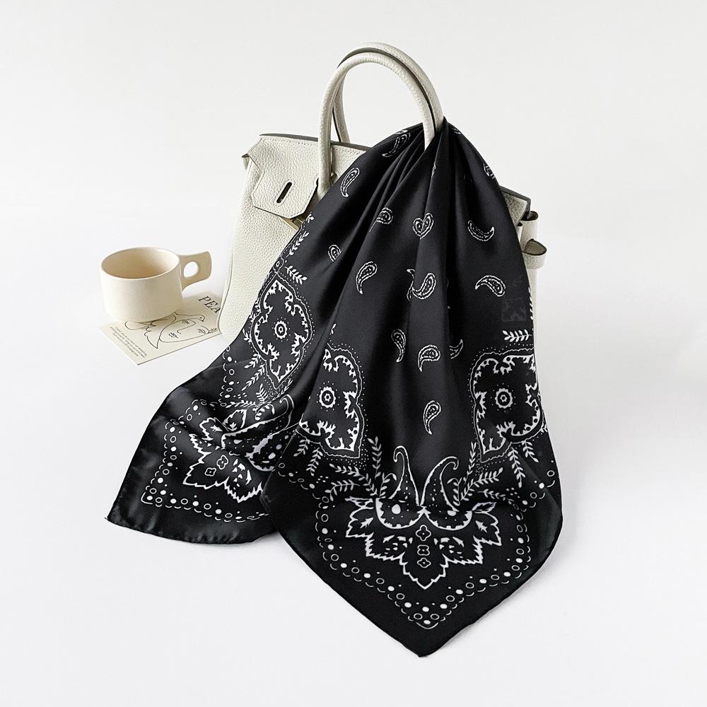 Satin small square scarf silk scarf women's 71cm headscarf European and American cashew nut printed scarf professional scarf wholesale