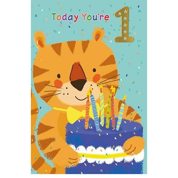 Simon Elvin Tiger 1st Birthday Greetings Card (Pack of 6)