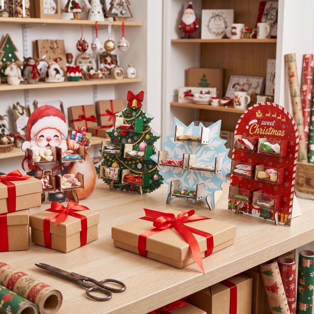 Xmas Tree Christmas Candy Display Rack Snowflake Desktop Ornament Christmas Party