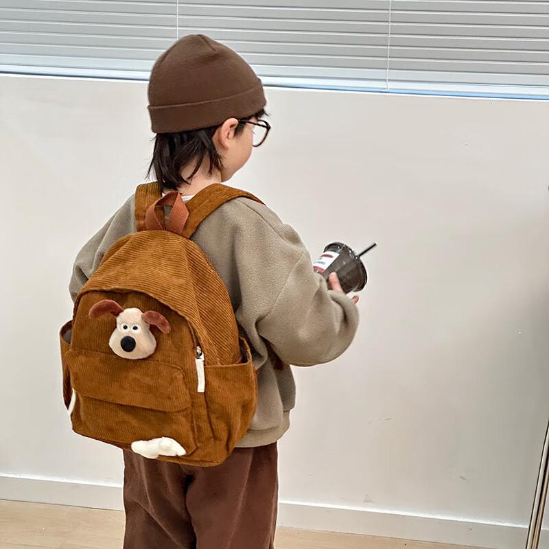Cute Cartoon Puppy Corduroy Kids Backpack