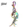 Colorful Metal Keychain Pendant Dinosaur T-Rex Skeleton Metallic Luster Bag