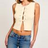 Top Chaleco Casual de Moda para Mujer sin Mangas con Decoración de Lazo Hueco Cuello Redondo Ajustado