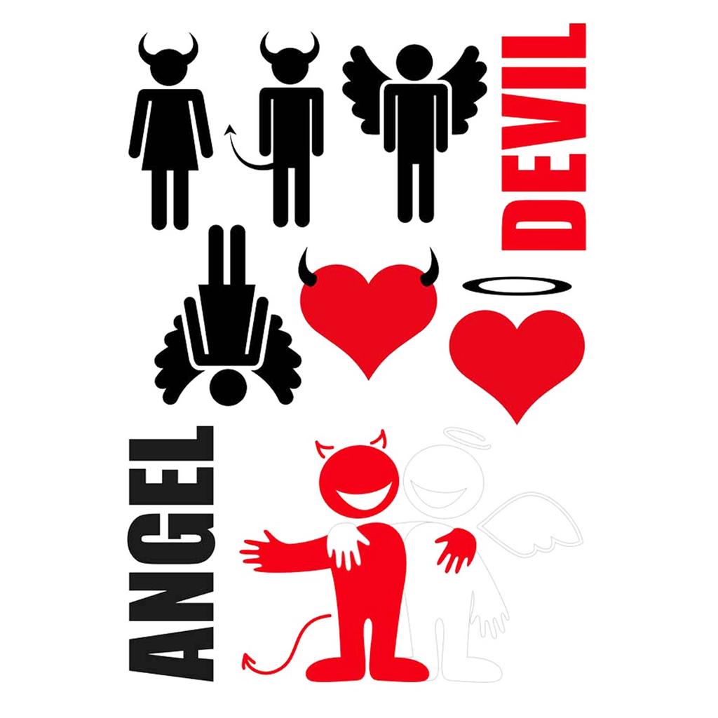 Les Trésors De Lily [L7714] - Sheet of Stickers 'Angel and Demon' Black Red (50x70 Cm)
