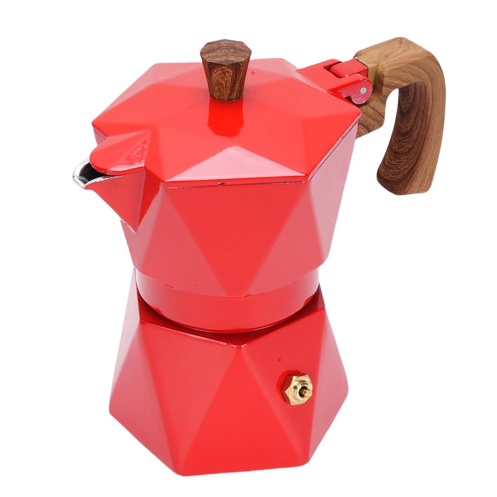 Italian Coffee Maker Aluminum Dual Valve 2 Cup 3D Stovetop Coffee Maker Pot for Cuban Cafe Brewing Home Camping Red