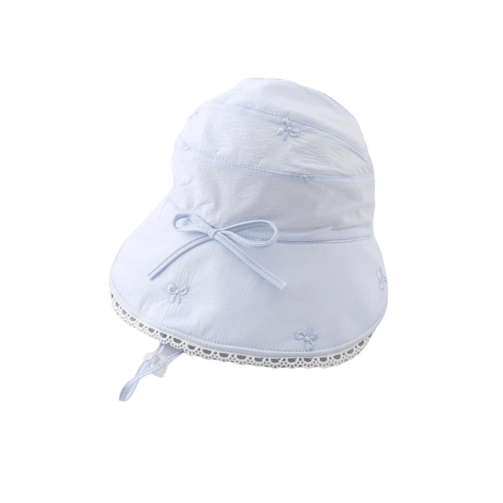 Cotton Empty Top Hat Bowknot Wide Brim Hat Korean Sun Protection Hat 3-8 Years Old Girls синий