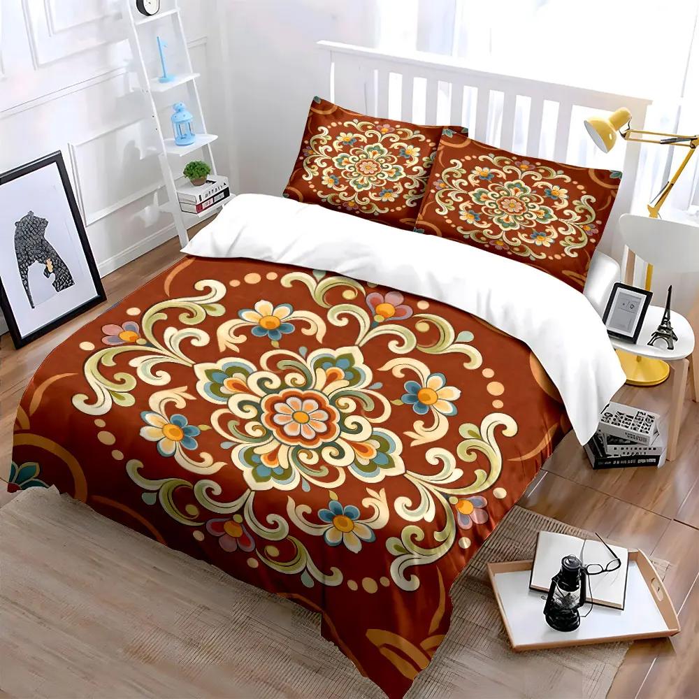 Floral Pattern Three-Piece Set for Decor Soft Comfortable Duvet Cover Bedding Set Included 1*Duvet Cover & 2*Pillowcases gift