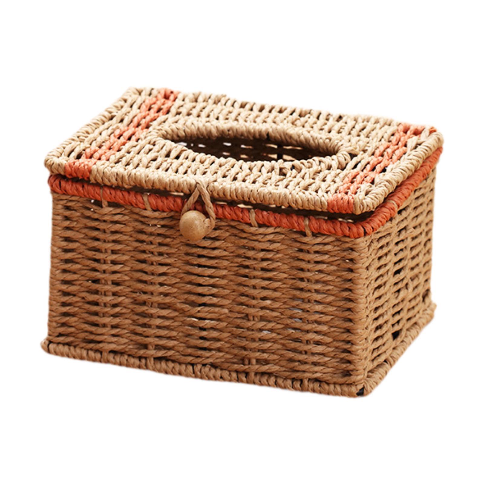 Paper Rope Tissue Box Boho Decorative Facial Napkin Holder Tissue Paper Holder for Bedroom Restaurant Dresser Bathroom Washroom