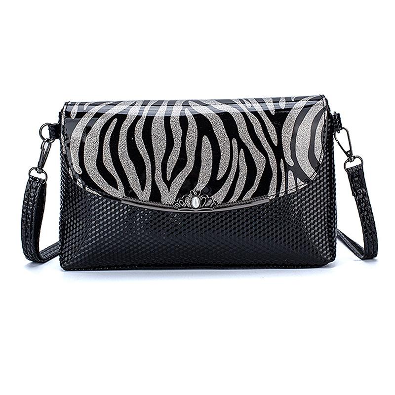 Buy Newest Women Patent Leather Shoulder Bag Zebra Printed Crossbody