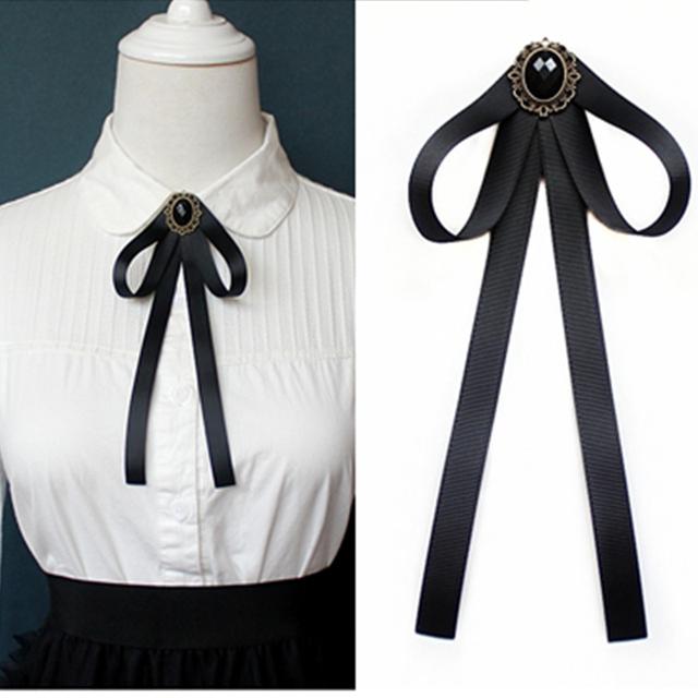 New Female Unisex Bow Tie Brooches For Women Pearl Crystal Pendant Collar Pin Shirt Clothes Necktie Bowknot Suit Accessories