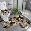 Cute Cat 3D Pattern 3Pcs Bathroom Rug Set, Non Slip Absorbent Bath Mat, Contour Mat & Toilet Lid Cover, Bathroom Decor