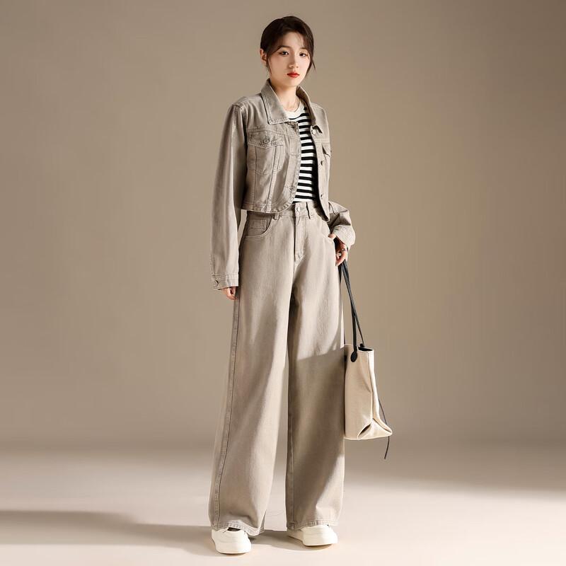 RAIN.CUN Women's High-Waist Loose Wide-Leg Jeans