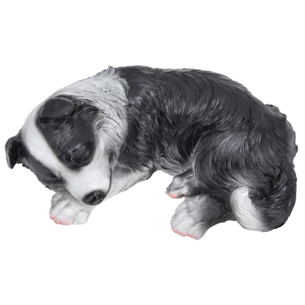 Dog Ornament Textured Exquisite Vivid Real Cute Dog Statue for Garden Lawn Desk Decoration