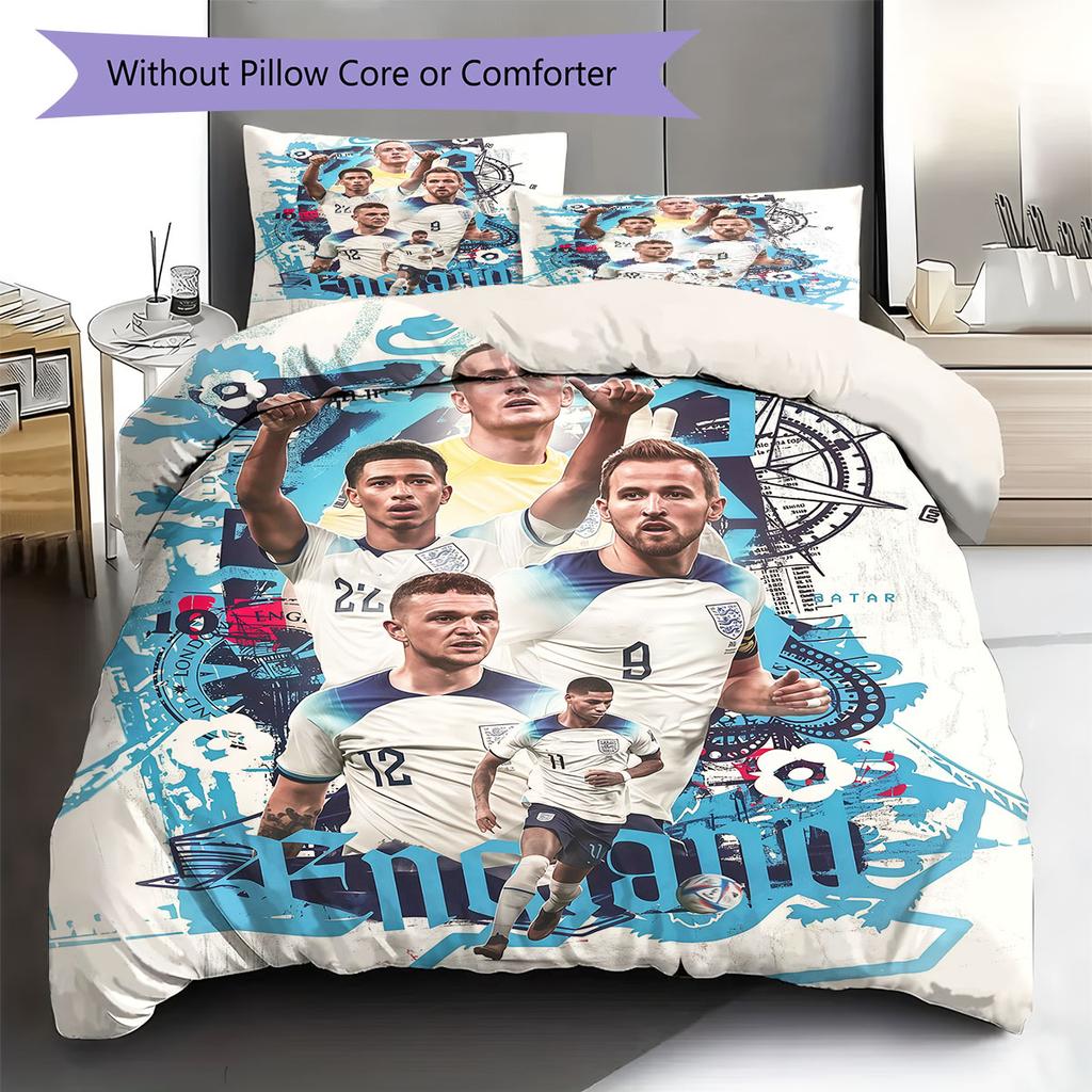 Biancheria da letto con motivo della Nazionale di Calcio Inglese, Set Copripiumino Federa Regalo di Compleanno per la Casa(1 * copripiumino + 2 * federa, senza nucleo)