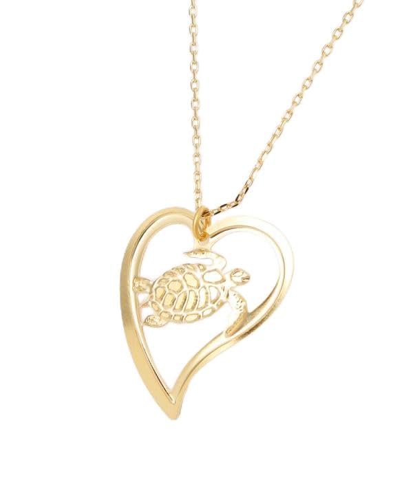 

LEIGHTON LAM Гавайское ожерелье с подвесками из латуни с золотым покрытием СЕРДЦЕ ЧЕРЕПАХИ 4HLZ1746 [Kahiko]