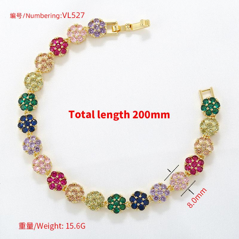 Temperament Light Luxury Copper Inlaid Diamond Flower Petal Bracelet Necklace Tennis Flower Jewelry Set Vl526-527