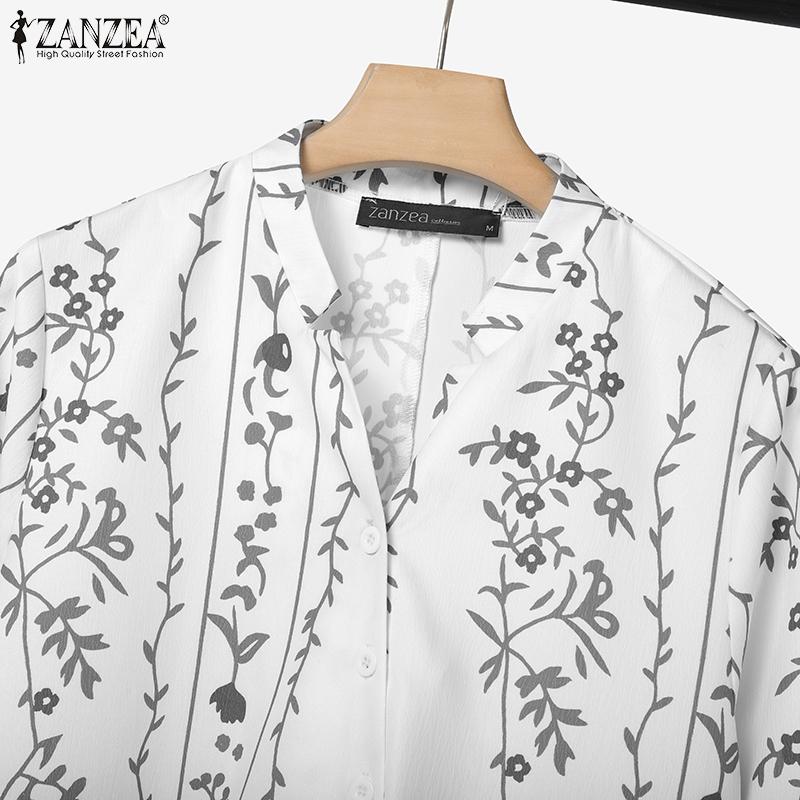ZANZEA Women Print Long Blouse and Pants Casual Two Piece Suit Sets