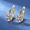 European-American Style High-End Diamond Princess Round Stud Earrings - Silver-Plated, Women's Fashion Accessories