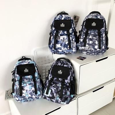Fashion New Simple Large-capacity Backpack, Junior High School Student Schoolbag, Male Trend Camouflage Printing Trend Backpack