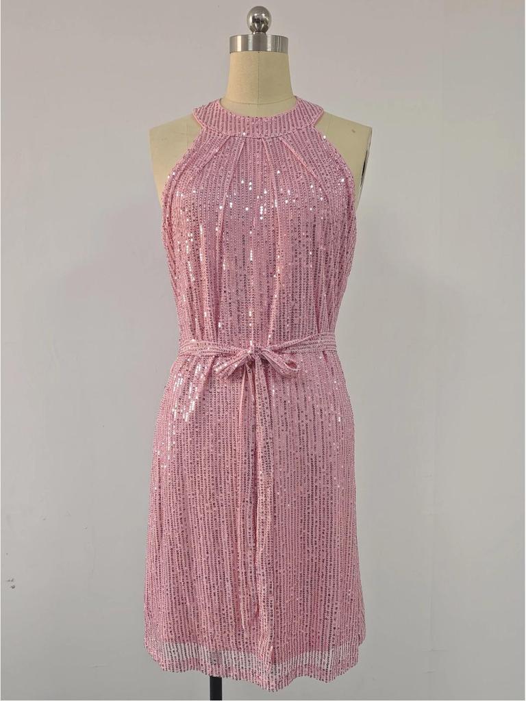 European & American Women's Sequin Halter Party Evening Gown