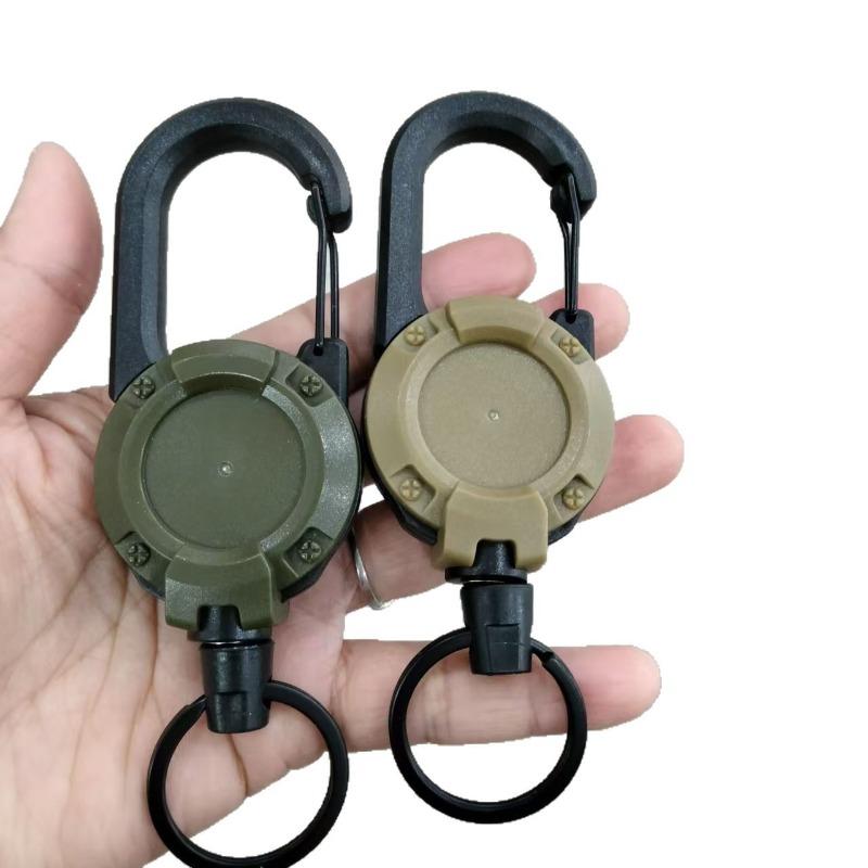 1 Stück einziehbarer robuster Abziehrolle Ausweisrolle Schlüsselanhänger Starkes Stahlseil Seilverschluss Feder Schlüsselring Outdoor Schlüsselanhänger