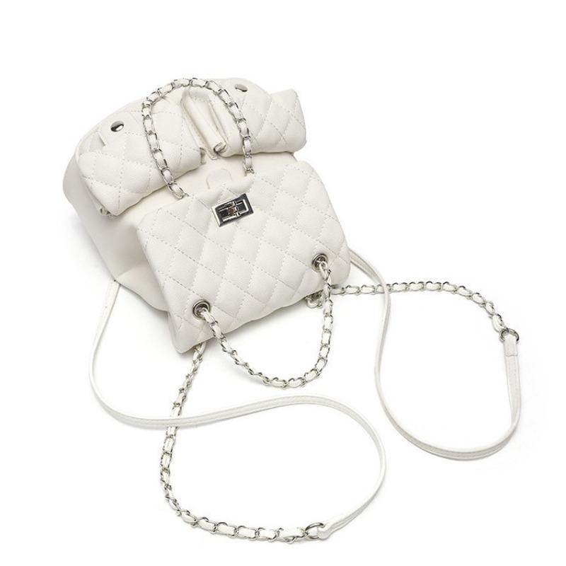 Small-scale Design Diamond-patterned Chain Shoulder Bag - Large Capacity, Fashionable Student and Casual Backpack