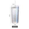 Fish Scale Pattern Stripe Glass Water Bottles with Lid and Straw Transparent Drinking Glasses High Appearance Level Coffee Cups