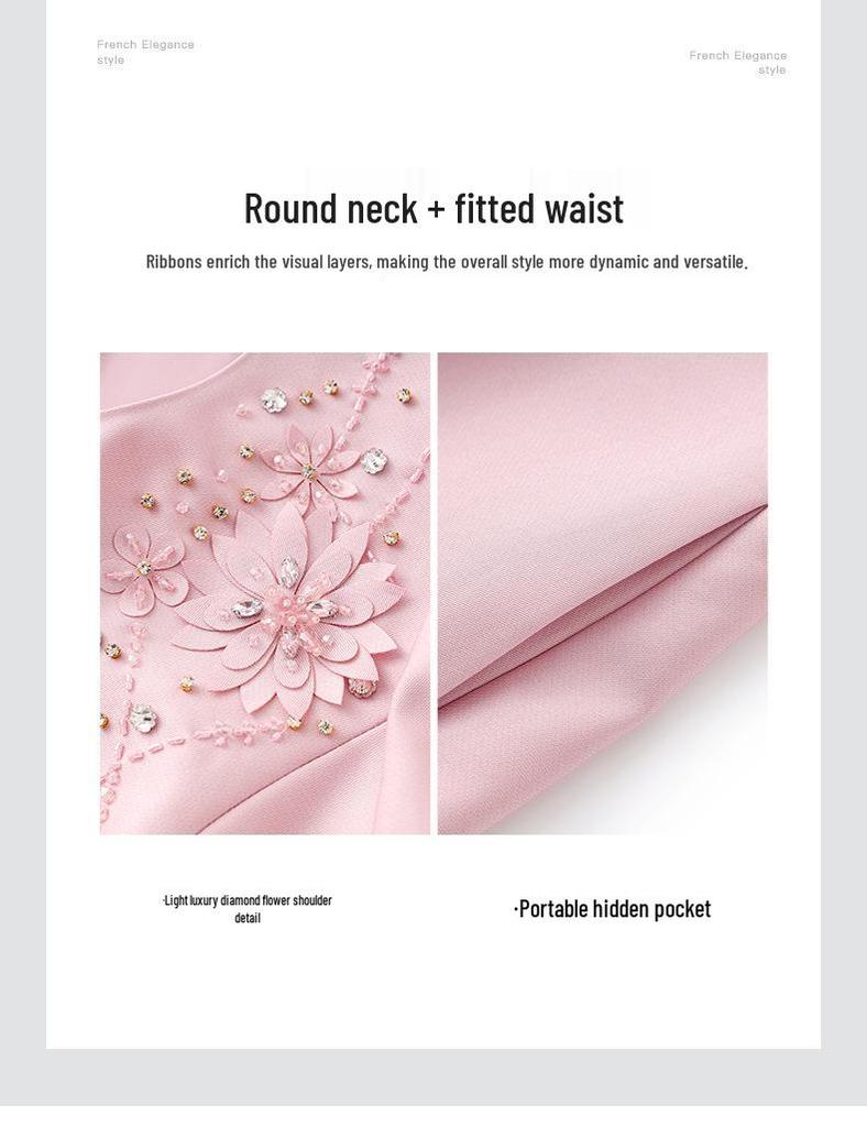 Elegantes leicht luxuriöses mit Diamanten besetztes Blumen-Abendkleid für Damen