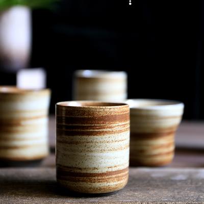 Japanese Raku Pottery MugHand-PaintedVintageCeramic Cup for Tea/Coffee 100-200ml NaturalTexture 5 Styles Home HotelRestaurantUse