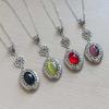 Fantasy Themed Oval Pendant Necklace Gothic Victorian Neckchain Stylish Jewelry With Vintage Gemstones