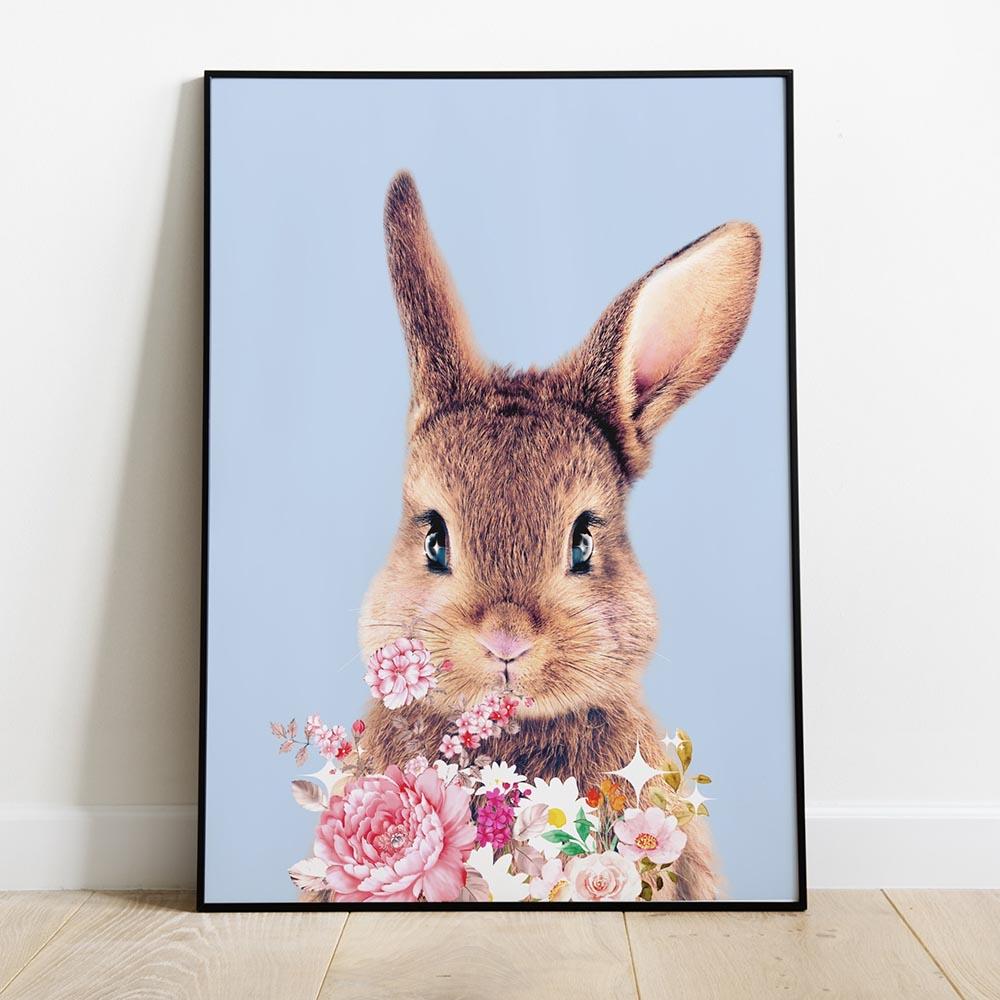 Modern Kids Room Decor Painting Childrens Wall Art Canvas Poster Bunny Prints Pictures Rabbit Lover Gift Nursery Decoration