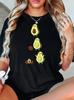 Funny Avocado Cartoon Printed T-shirt Women's Casual Style Top Short Sleeve Roundneck  Soft Fabric Women's Summer Clothing