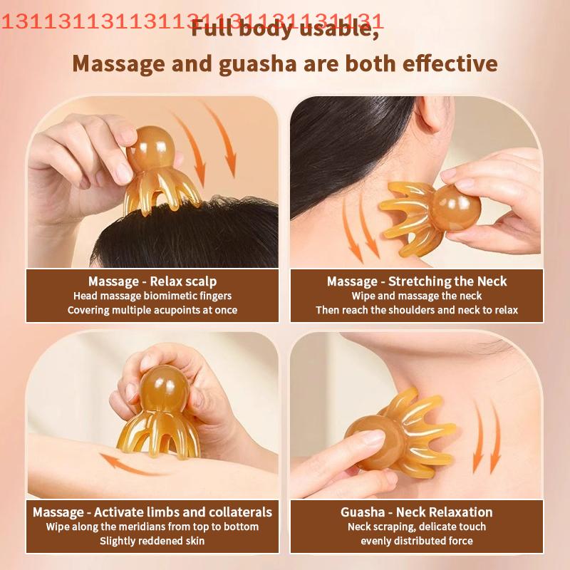 Resin Octopus Shaped Head Meridian Acupoint Massage Comb Wide Tooth Scalp Comb Back Neck And Back Manual Deep Massage Tools