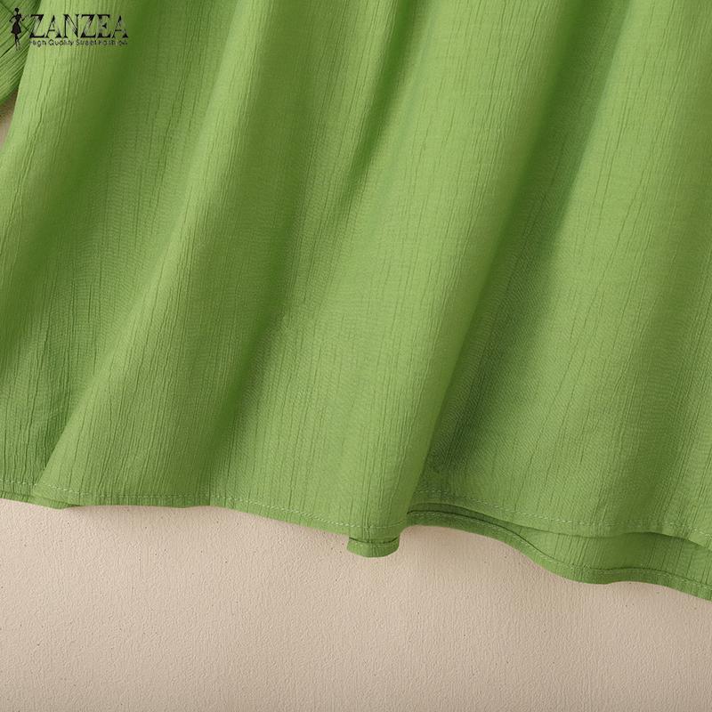 ZANZEA Lässige, lockere Bluse mit Rundhalsausschnitt und 3/4-Ärmeln für Damen