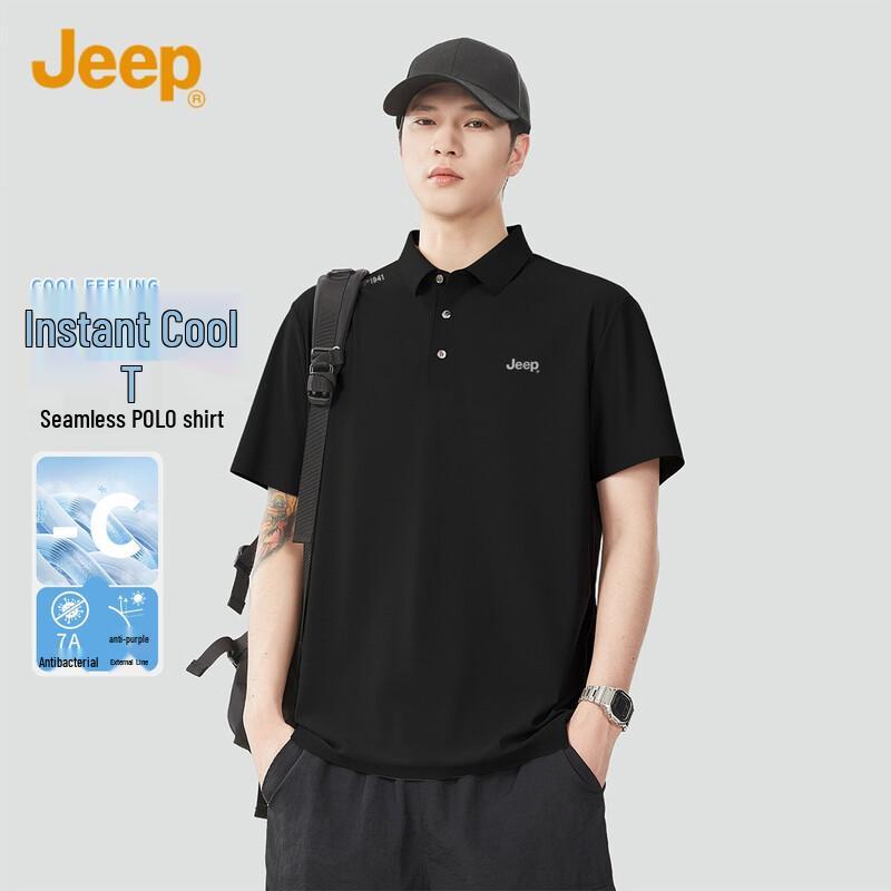 JEEP Men s Seamless Ice Silk Polo Shirt 2XL