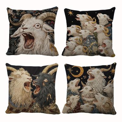Exquisite Kissenbezüge mit Ziegen-Print: Von Fantasy inspirierte Dekoration für Ihr Zuhause Sofakissenbezug Heimzimmerdekoration