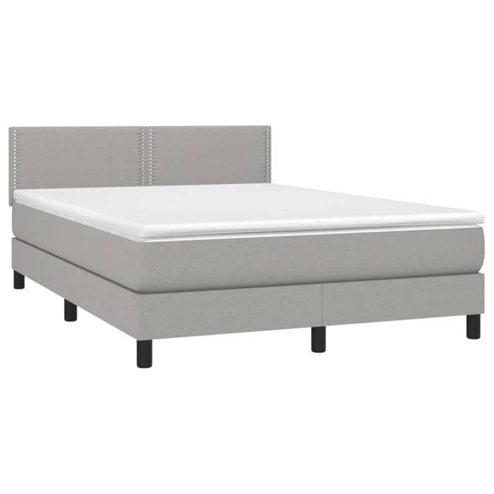 Maison Exclusive - Sommier à lattes de lit avec matelas Gris clair 140x200cm Tissu