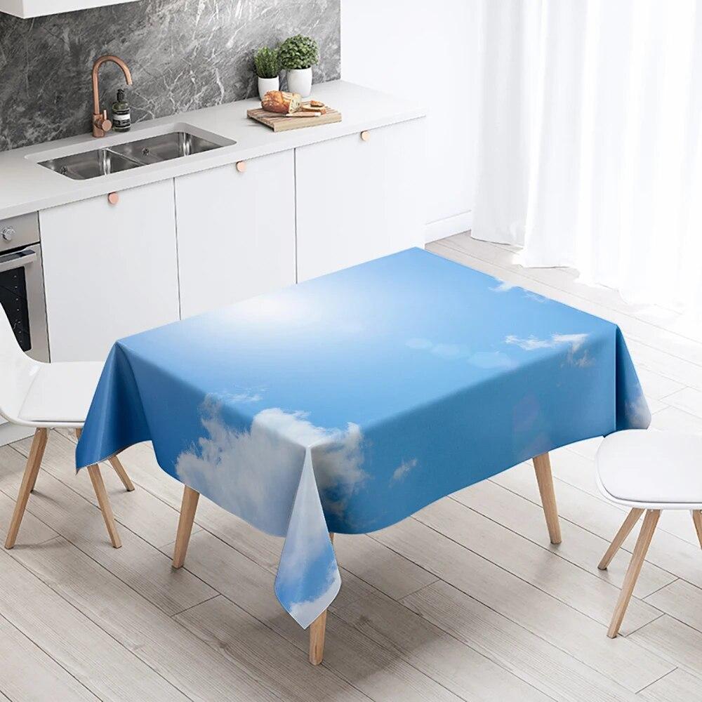 Blauer Himmel weiße Wolke Tischdecke Cumulus Antifouling wasserdicht rechteckige Küche Tisch Home Dekoration