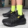 Men's Yellow Black Mesh Sports Shoes Breathable Shock Absorption Non-slip Running Sneakers for Daily and Outdoor Wear