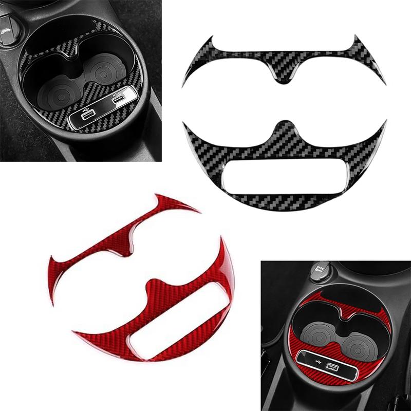 For Abarth 595 695 For Fiat 500 2016-2024 Carbon Fiber Sticker Cup Holder Trim Panel Frame Automobiles Interior Accessories