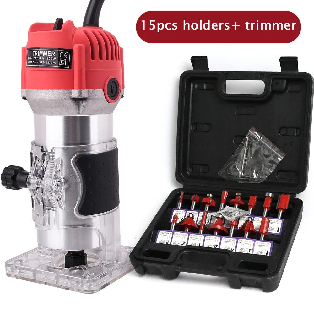 Elektrischer Trimmer Holzbearbeitung 800W 30000 U/min Holzfräsmaschine Hand DIY Fräsen Schnitzen Gravieren Elektrowerkzeuge Mit Fräser