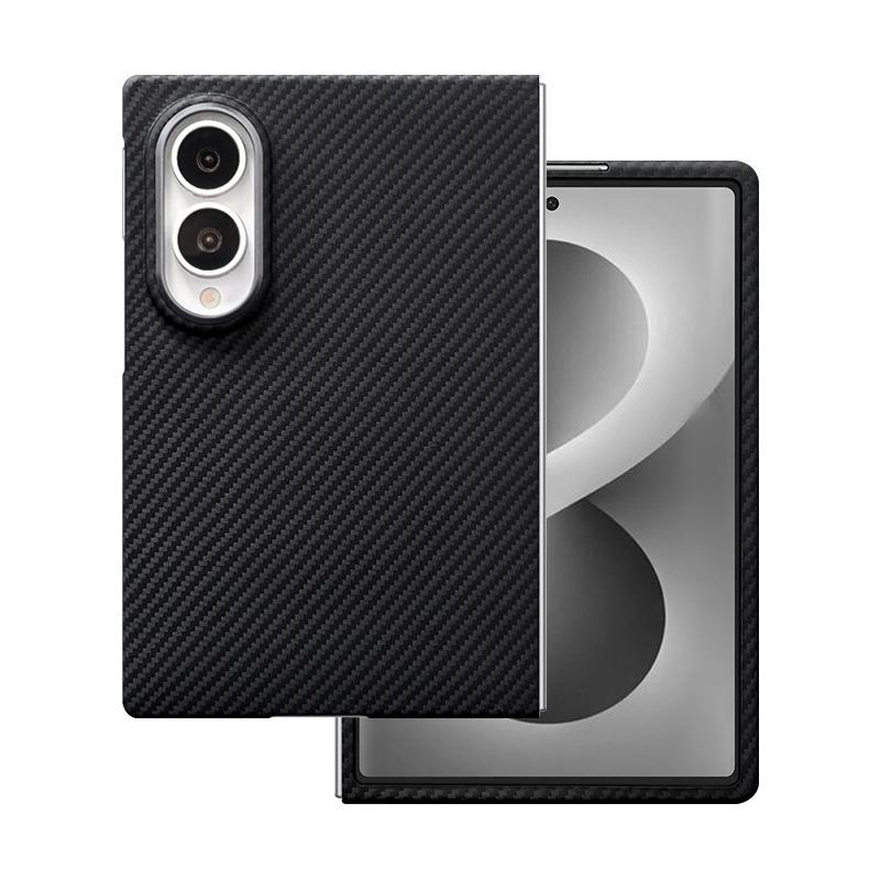 Business Plain Aramid Kevlar Carbon Fiber Texture Magnetic Phone Protective Case for Samsung Galaxy Z Fold 8 Ultra Hard Lightweight Protection Cover