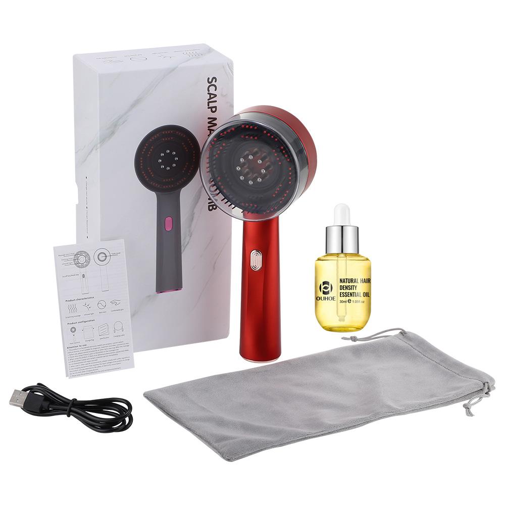 Electric Vibration Massage Comb Red Light Hair Growth Massage Scalp Brush Anti Hair Loss Liquid Oil Applicator Hair Care