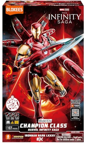 BLOKEES Doyusha MARVEL INFINITY SAGA CHANPION CLASS Series Iron Man Mark 85 EX Version Plastic Model, Approximately 135mm Tall