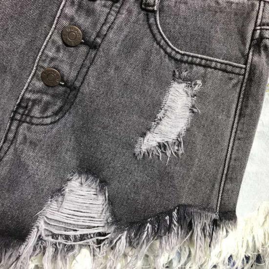 Damen-Shorts mit Quaste, lockeres All-Match, hohe Taille, Knopfleiste, zerrissene Shorts, Freizeitkleidung